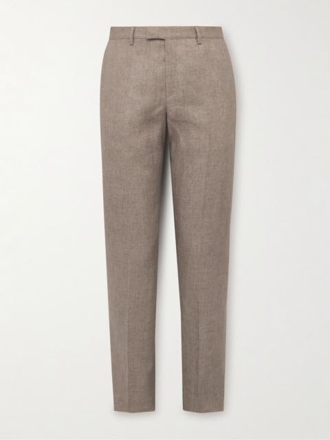 Paul Smith Slim-Fit Tapered Linen Trousers Brown