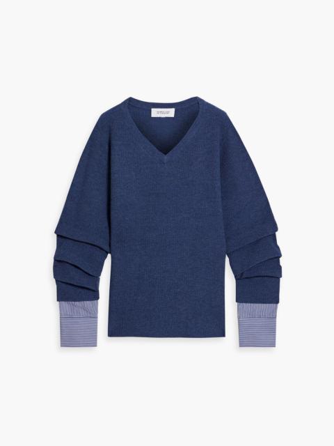 DEREK LAM 10 CROSBY Cassie poplin-paneled wool sweater