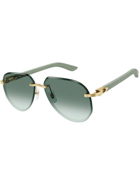 Cartier C Decor Green Gradient Pilot Men's Sunglasses CT0440S 005 61