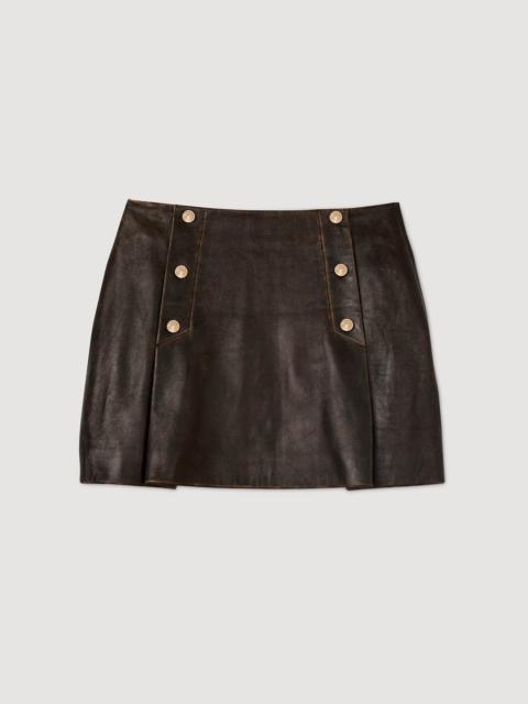 Sandro MINI AGED LEATHER SKIRT