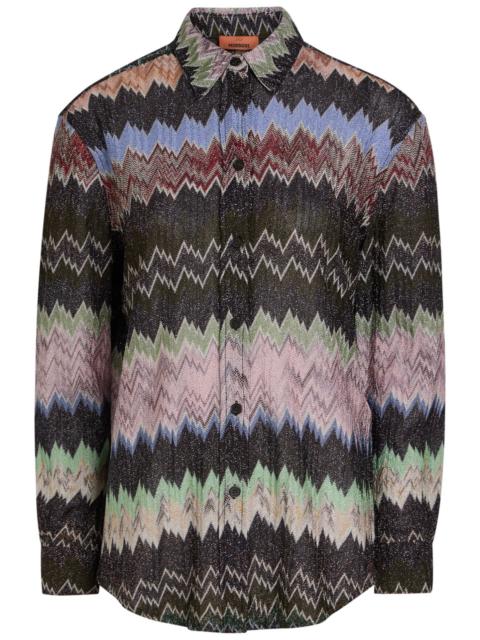 Missoni Missoni Snake-pattern Metallic-knit Shirt