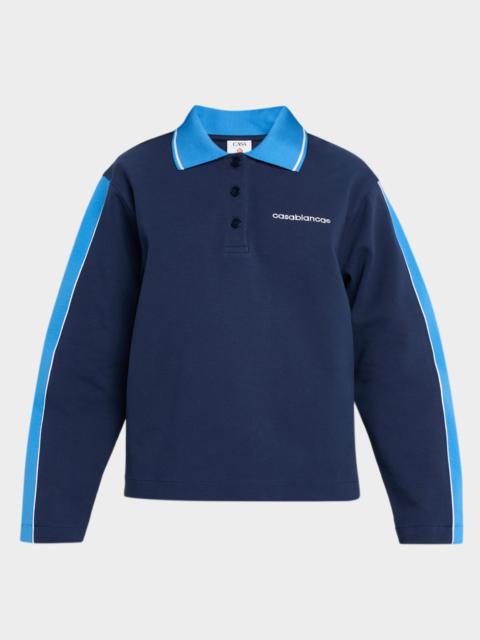 CASABLANCA Striped Raglan-Sleeve Crop Hoodie