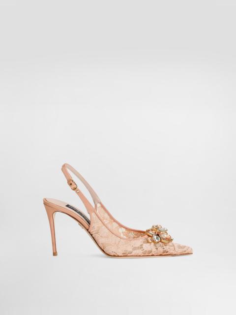 Dolce & Gabbana Rainbow lace slingbacks in lurex lace