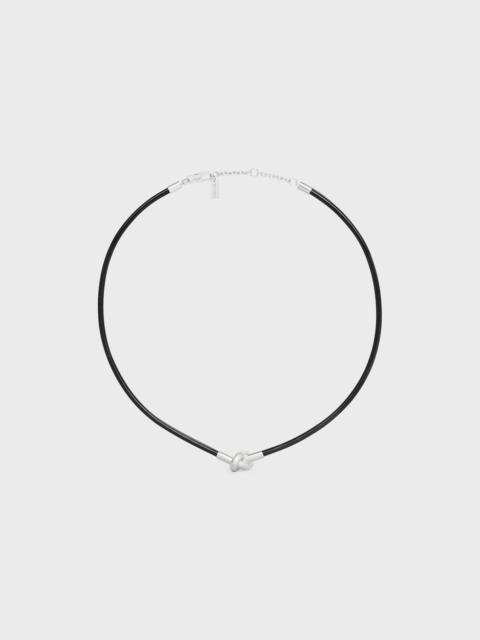 CELINE Knot Necklace in Calfskin and Brass with Rhodium Finish