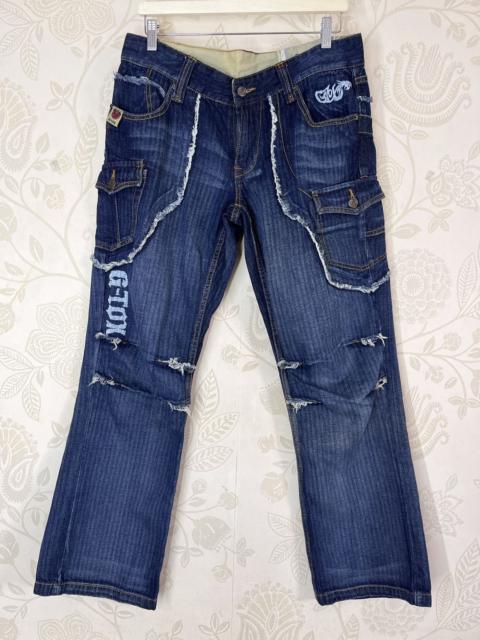 Other Designers Vintage - G-Tox Hickory Distressed Denim Jeans With Cargo Pockets