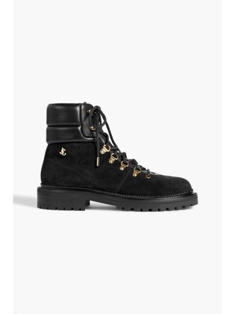 JIMMY CHOO Melia leather-trimmed suede combat boots