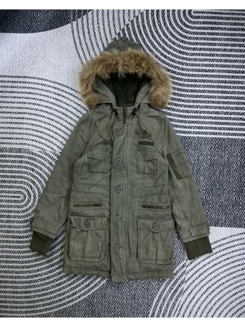 Other Designers If Six Was Nine - Vintage Back Number Multipocket Faux Fur Parka Hoodie Jacket