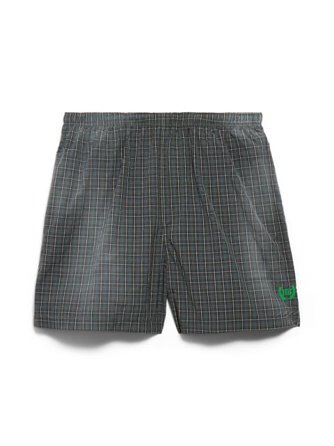 Men's Check Boxer Swim Shorts in Black/blue