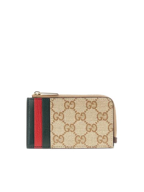 GUCCI Gucci Coated GG Fabric Cardholder Brown Women