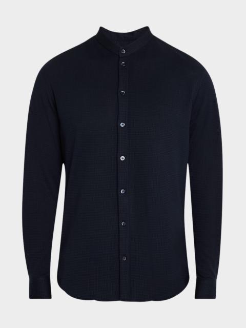 Men's Nehru-Collar Jersey Sport Shirt