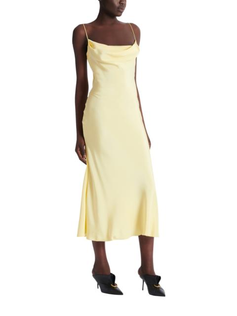 Balmain Balmain Long strappy dress in silk satin in Yellow at Nordstrom