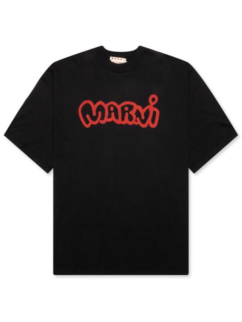 Marni SRAYED LOGO T-SHIRT - BLACK