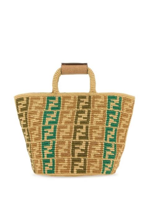Fendi Men Embroidered Raffia Ff Shopper Shopping Bag