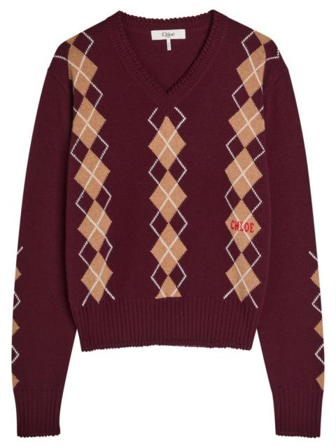 Chloé Chloe Argyle-intarsia Wool and Cashmere-blend Jumper
