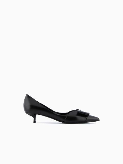 EMPORIO ARMANI Nappa leather kitten-heeled court shoes with bow