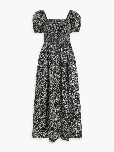 Solid & Striped The Corinna shirred printed cotton-voile maxi dress