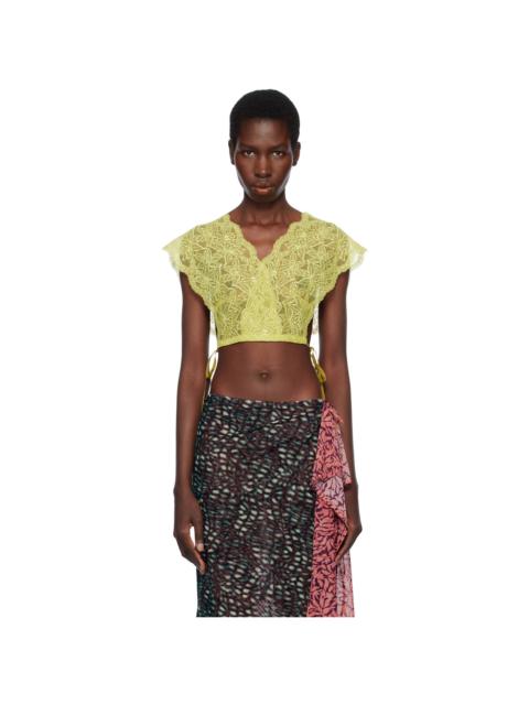 Dries Van Noten Green Lace Crop Top