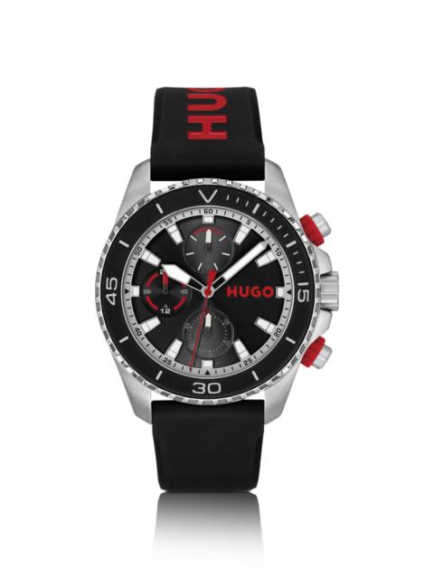 HUGO SILICONE-STRAP WATCH WITH BLACK DIAL