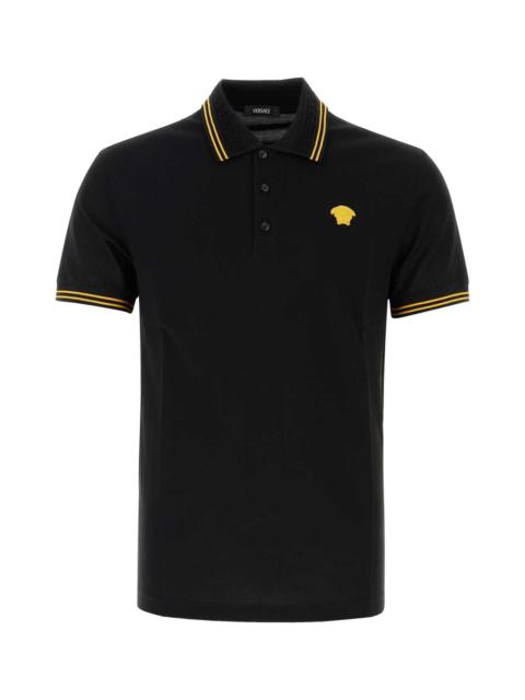 Versace Men Black Piquet Polo Shirt