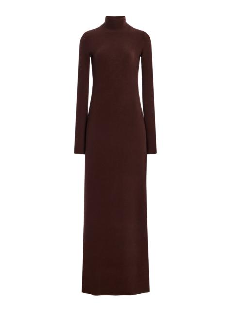 COLLEEN ALLEN Exclusive Keyhole Knit Turtleneck Maxi Dress brown