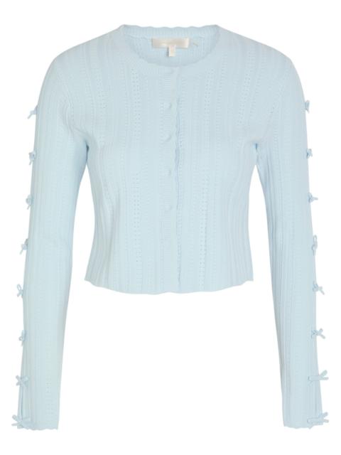 LoveShackFancy Loveshackfancy Zoriah Bow-appliquéd Pointelle-knit Cardigan