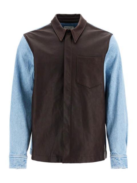 Dries Van Noten Denim And Leather Shirt