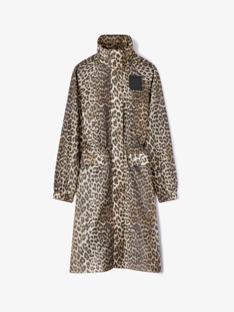 GANNI LEOPARD NYLON PARKA COAT