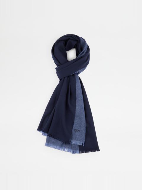 Tod's CASHMERE BLEND GAUZED SCARF - BLUE