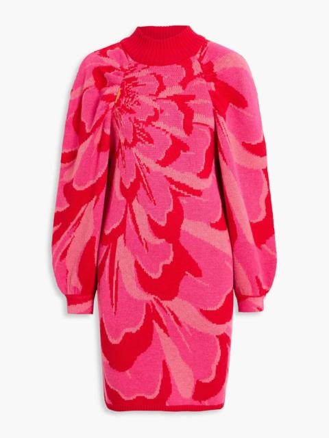 FARM RIO Jacquard-knit mini dress