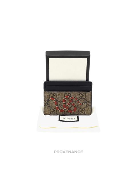 GUCCI Gucci GG Supreme Card Holder Wallet - Kingsnake Brown