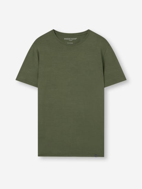 Derek Rose Men's T-Shirt Basel Micro Modal Stretch Evergreen