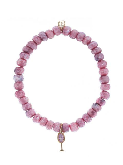 SYDNEY EVAN Tiny Wine Glass Red Moonstone Charm Bracelet