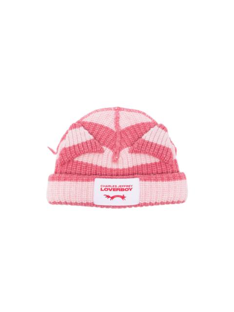 CHARLES JEFFREY LOVERBOY CHUNKY EARS STRIPED BEANIE (PINK)
