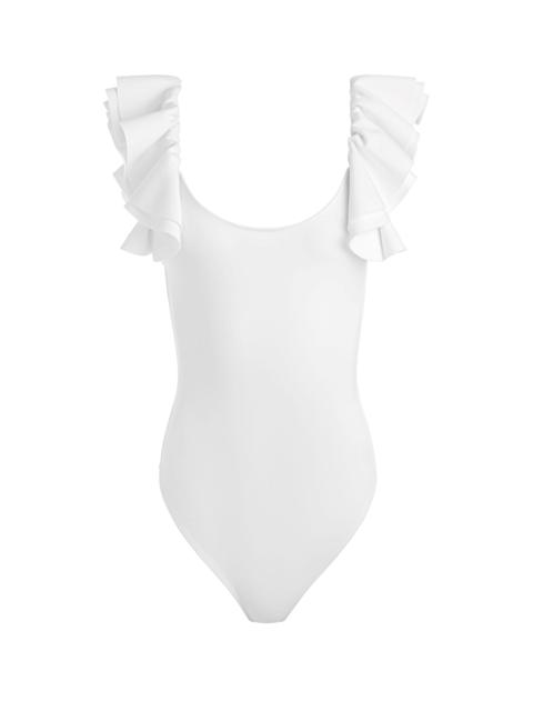 Alice + Olivia TAWNY RUFFLE BODYSUIT