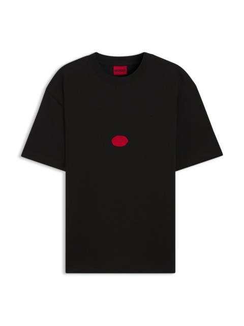 HUGO COTTON JERSEY T-SHIRT WITH CURVED LOGO
