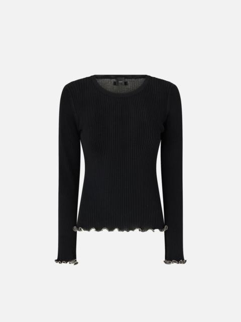 PINKO RIBBED SWEATER WITH JEWEL EDGES