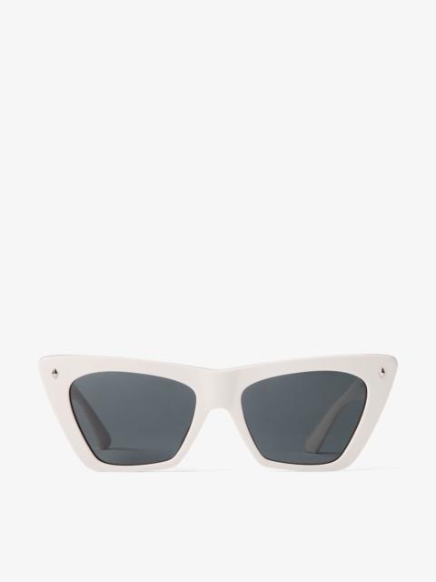 JIMMY CHOO Lou
Milk and Grey Acetate Cat-Eye Sunglasses