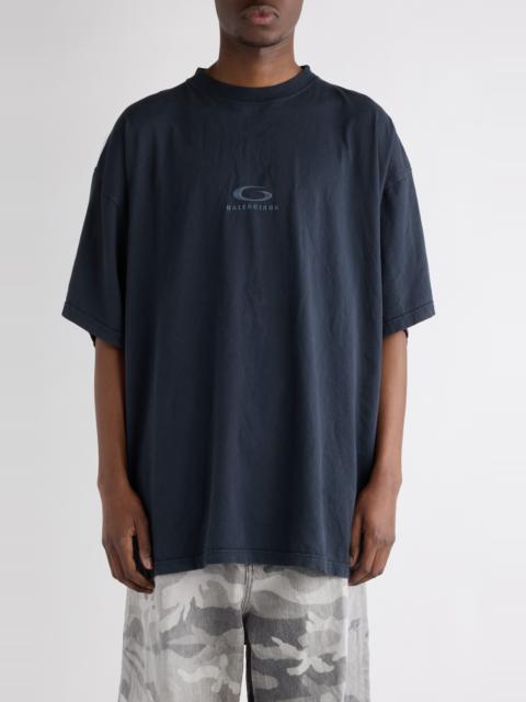 BALENCIAGA Balenciaga Loop Sports Icon Oversize Cotton T-Shirt in 1041 Faded Washed Black at Nordstrom