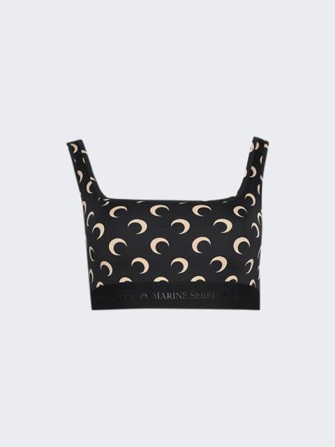 Marine Serre Moon Printed Jersey Sports Bra Inverse Tan