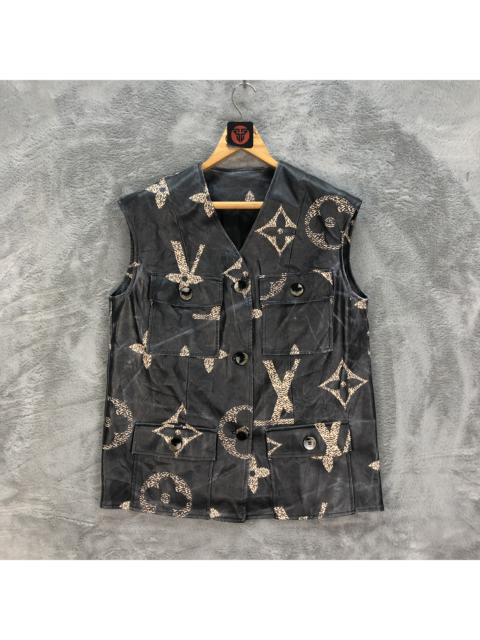 Other Designers Custom - Custom LV Print Leather Vest / 4 Pocket Vest #6366-61