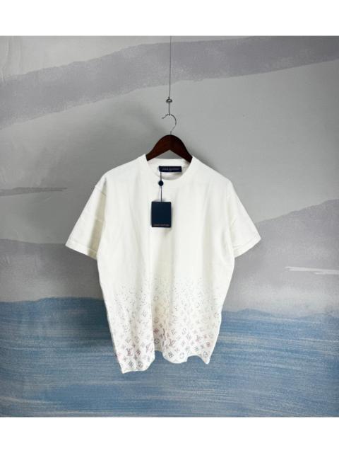 Louis Vuitton Louis Vuitton White Short-Sleeve Tee with Rhinestones and Rainbow Gradient