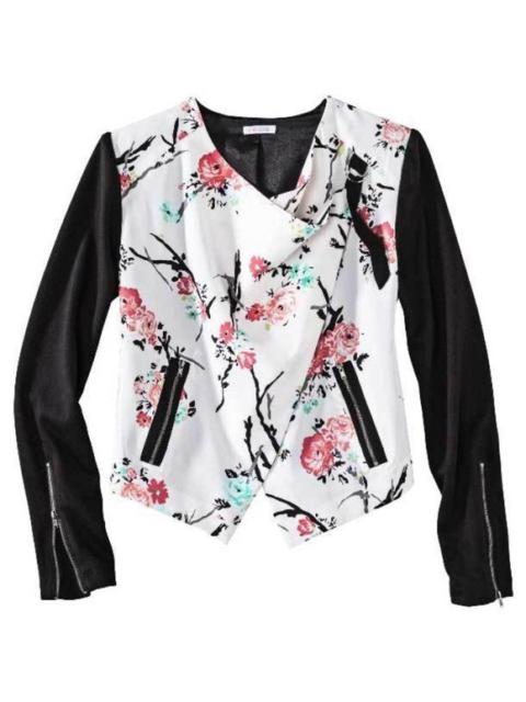 Other Designers Xhilaration Asymmetrical Cherry Blossom Blazer Shoulder Pad Jacket