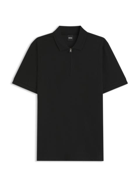 BOSS ZIP-PLACKET POLO SHIRT IN A COTTON BLEND