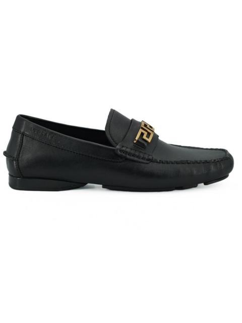 Versace Black Calf Leather Loafers Shoes