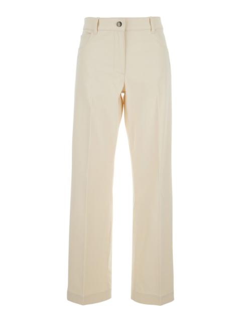 Moncler Moncler Women Beige Five Pocket Jeans With Logo Patch On The Back In Cotton Woman