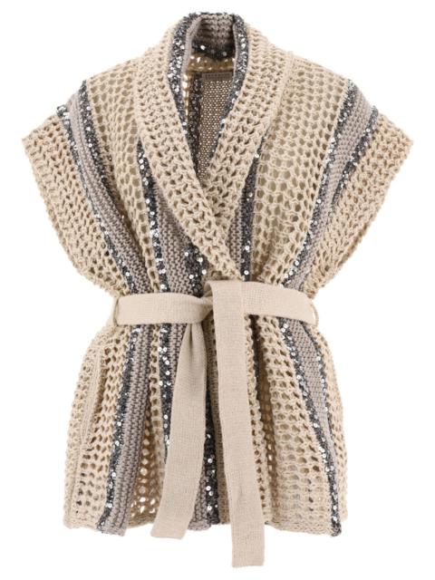 Brunello Cucinelli Sequin Embellished Cardigan Knitwear Beige