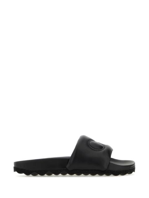 OFF WHITE Black Leather Bookish Slippers