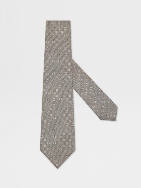ZEGNA LIGHT TAUPE SILK AND LINEN TIE