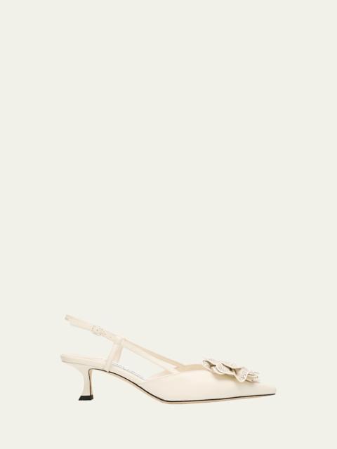 JIMMY CHOO Mimmi Leather Kitten-Heel Slingback Pumps
