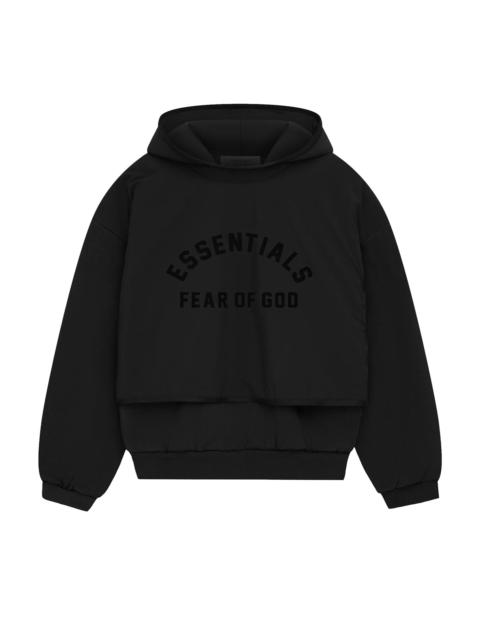 ESSENTIALS Fear of God Essentials Nylon Fleece Hooded Sweater 'Jet Black/Jet Black'